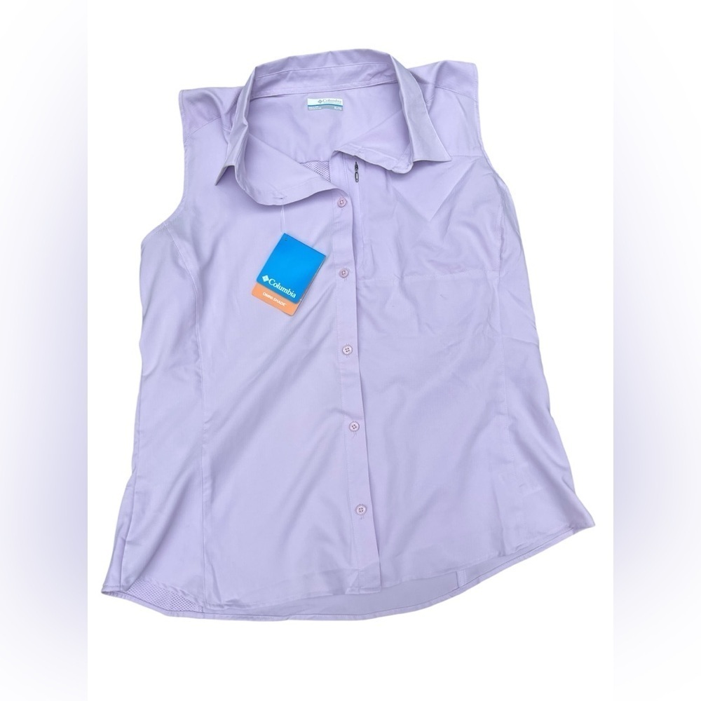 NWT Columbia Kestrel Trail Lite Light Purple Sleeveless Button Down Top Sz XL
